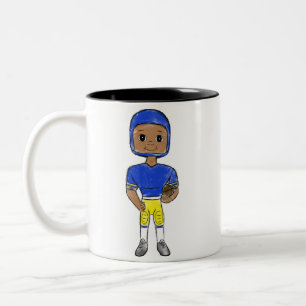 vintage Retro Football Player Blue Yellow Zweifarbige Tasse