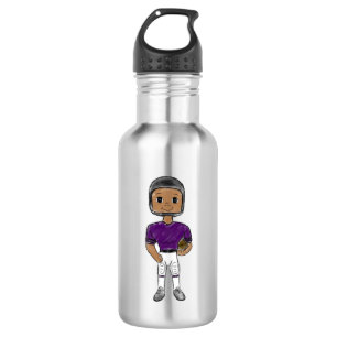 vintage retro football player purple black  simple edelstahlflasche