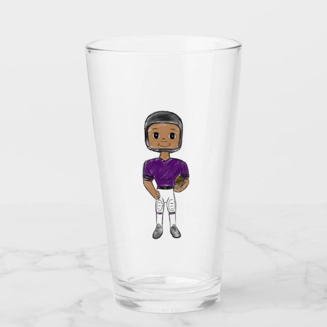 vintage retro football player purple black  simple glas (Vorderseite)