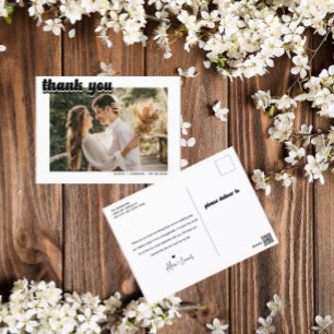 Vintage Retro-Foto   Danke-Hochzeitskarte Postkarte