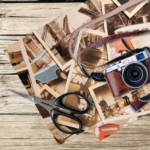 Vintage Retro-Fotos und Kamera Seidenpapier
