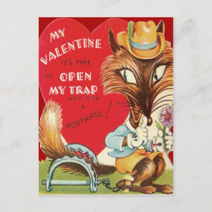 Vintage Retro Foxvalentine-Karte Feiertagspostkarte