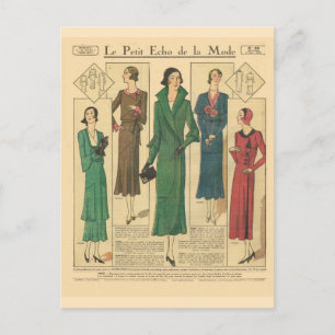 Vintage, Retro französische Mode, Tageskleidung 19 Postkarte