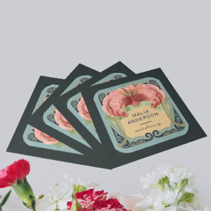 Vintage Retro Französisches Florales Art Nouveau R Quadratische Visitenkarte