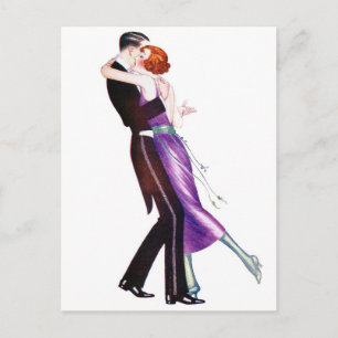 Vintage Retro Frau Frauen Deco Tänzer Postkarte