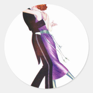 Vintage Retro Frau Frauen Deco Tänzer Runder Aufkleber