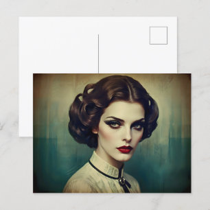 Vintage-Retro-Frau Postkarte