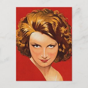 Vintage Retro Frauen 20er Jahre Frauenporträt Postkarte