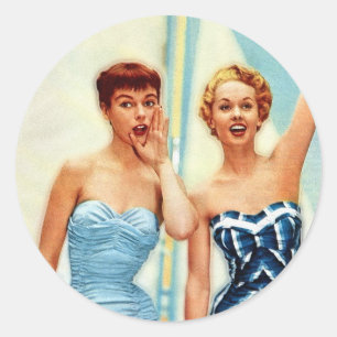 Vintage Retro Frauen-60er Badebekleidung surft Runder Aufkleber