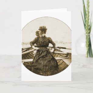 Vintage Retro Frauen Foto Rudern Rudern Rudern Ihr Karte