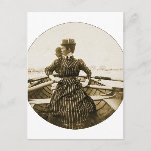 Vintage Retro Frauen Foto Rudern Rudern Rudern Ihr Postkarte