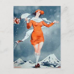Vintage Retro Frauen Französisch Vie Parisienne Postkarte
