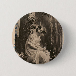 Vintage Retro Frauen Französische Junge Frau Button