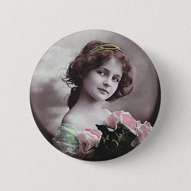 Vintage Retro Frauen-französische viktorianische Button (Vorderseite)