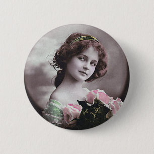 Vintage Retro Frauen-französische viktorianische Button
