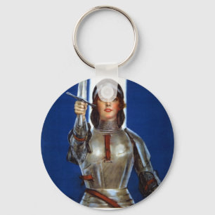 Vintage Retro Frauen Jeanne d'Arc Frankreich Schlüsselanhänger
