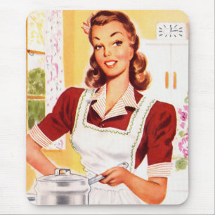 Vintage Retro Frauen Kitsch 50er Küche Magie Mousepad