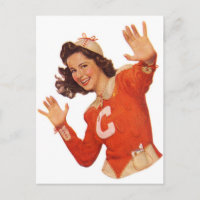 Vintage Retro Frauen Kitsch rauchende Cheerleaderi