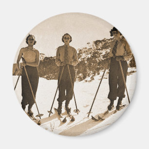 Vintage Retro Frauen-Ski fahrender 'Ski gammelt Magnet