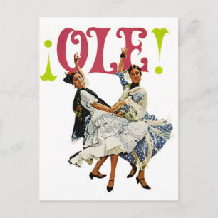 Vintage Retro Frauen Spanische Flamenco-Tänzer Ole Postkarte