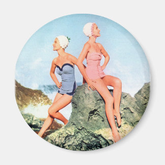 Vintage Retro Frauen Swimsuits und Swim Caps auch! Magnet