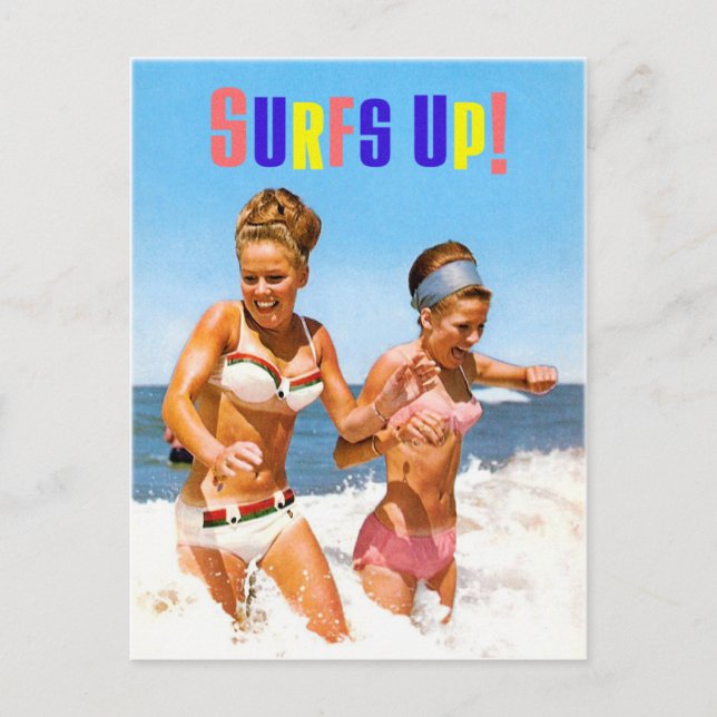 Vintage Retro-Frauen überzeugen Strandmädchen Postkarte (Vorderseite)