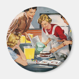 Vintage Retro Frauen Werbung Lass uns einen Kuchen Magnet