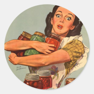 Vintage Retro Frauen WW2 Natürlich kann ich! Runder Aufkleber