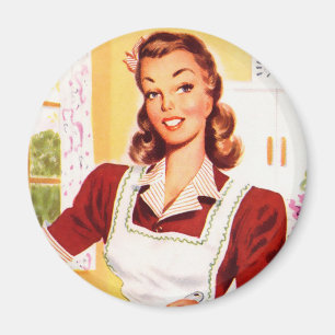 Vintage Retro Frauenkitsch-50er Küchen-Magie Magnet