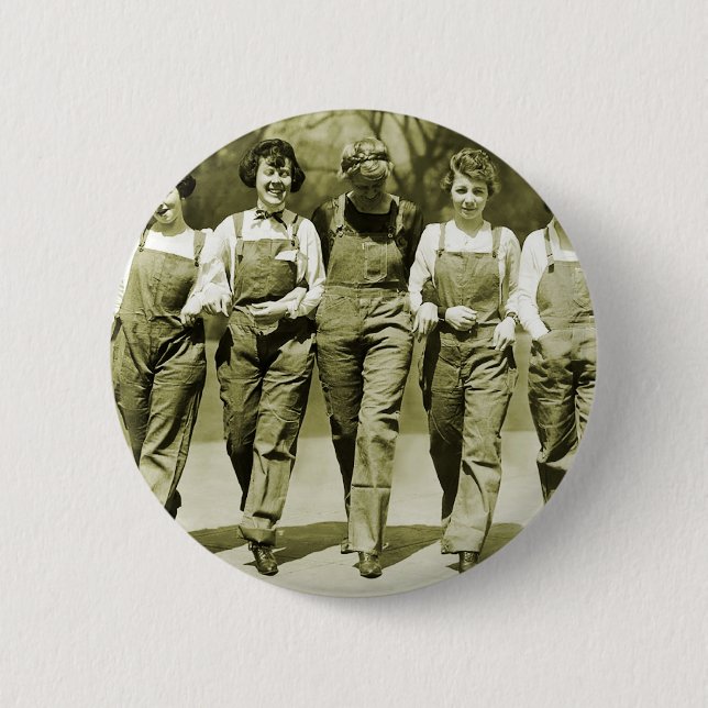 Vintage Retro Frauenkitsch-Jeans-Gesamt-Mädchen Button (Vorderseite)