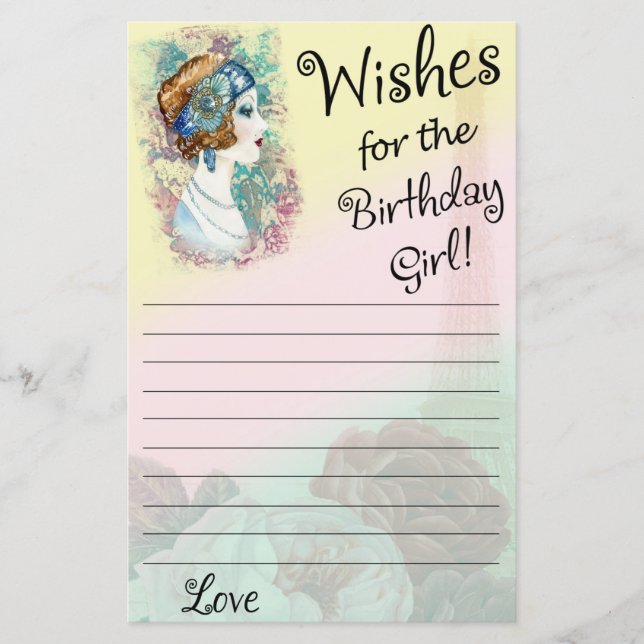 Vintage Retro Frauenwünsche für Geburtstagsmädchen (Vorderseite)
