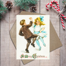 Vintage Retro Fröhliche Weihnachten Süße Kinder Ta