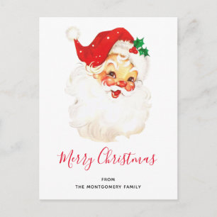 Vintage Retro fröhlicher alter Weihnachtsmann Feiertagspostkarte