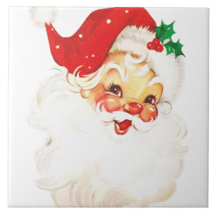 Vintage Retro fröhlicher alter Weihnachtsmann Weih Fliese