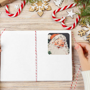 Vintage Retro fröhlicher alter Weihnachtsmann Weih Quadratischer Aufkleber