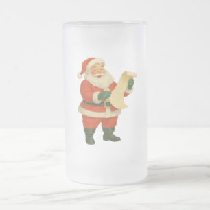 Vintage/retro fröhlicher Weihnachtsmann Mattglas Bierglas