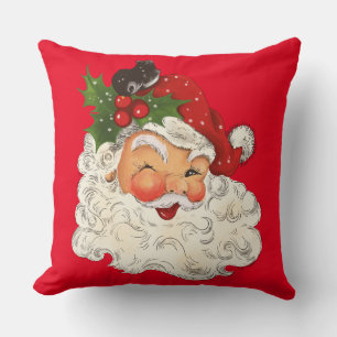 Vintage Retro fröhlicher Weihnachtsmann Weihnachte Kissen