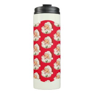Vintage Retro fröhlicher Weihnachtsmann Weihnachte Thermosbecher
