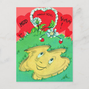 Vintage Retro Funny Mud Puddle Valentine Card Feiertagspostkarte