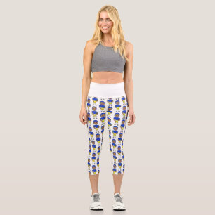 vintage retro Fußballspieler blau gelb einfach Capri Leggings