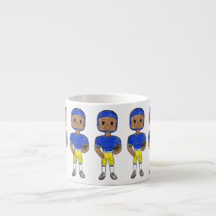 vintage retro Fußballspieler blau gelb einfach Espressotasse