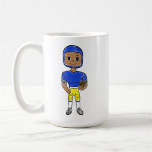 vintage retro Fußballspieler blau gelb einfach Kaffeetasse