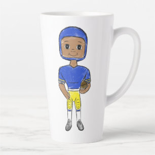 vintage retro Fußballspieler blau gelb einfach   Milchtasse