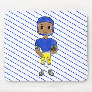 vintage retro Fußballspieler blau gelb einfach Mousepad
