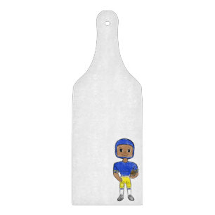vintage retro Fußballspieler blau gelb einfach   Schneidebrett