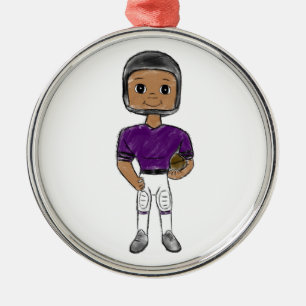 vintage retro Fußballspieler lila schwarz einfach Ornament Aus Metall
