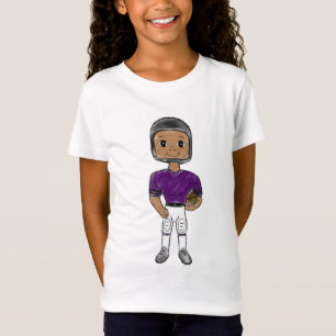 vintage retro Fußballspieler lila schwarz einfach T-Shirt