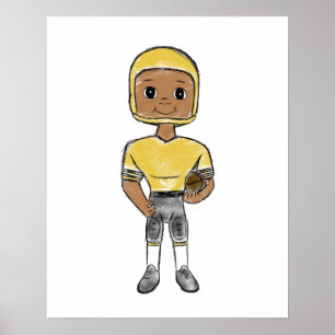 vintage retro Fußballspieler schwarz gelb einfach  Poster