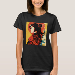Vintage Retro Geisha Kimono Japanischer Samurai Fr T-Shirt