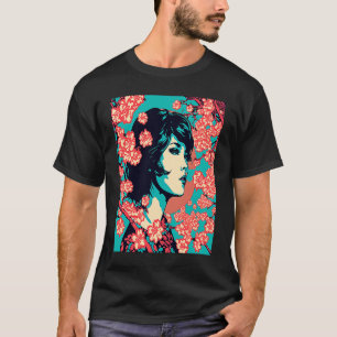 Vintage Retro Geisha Kimono Japanischer Samurai Fr T-Shirt